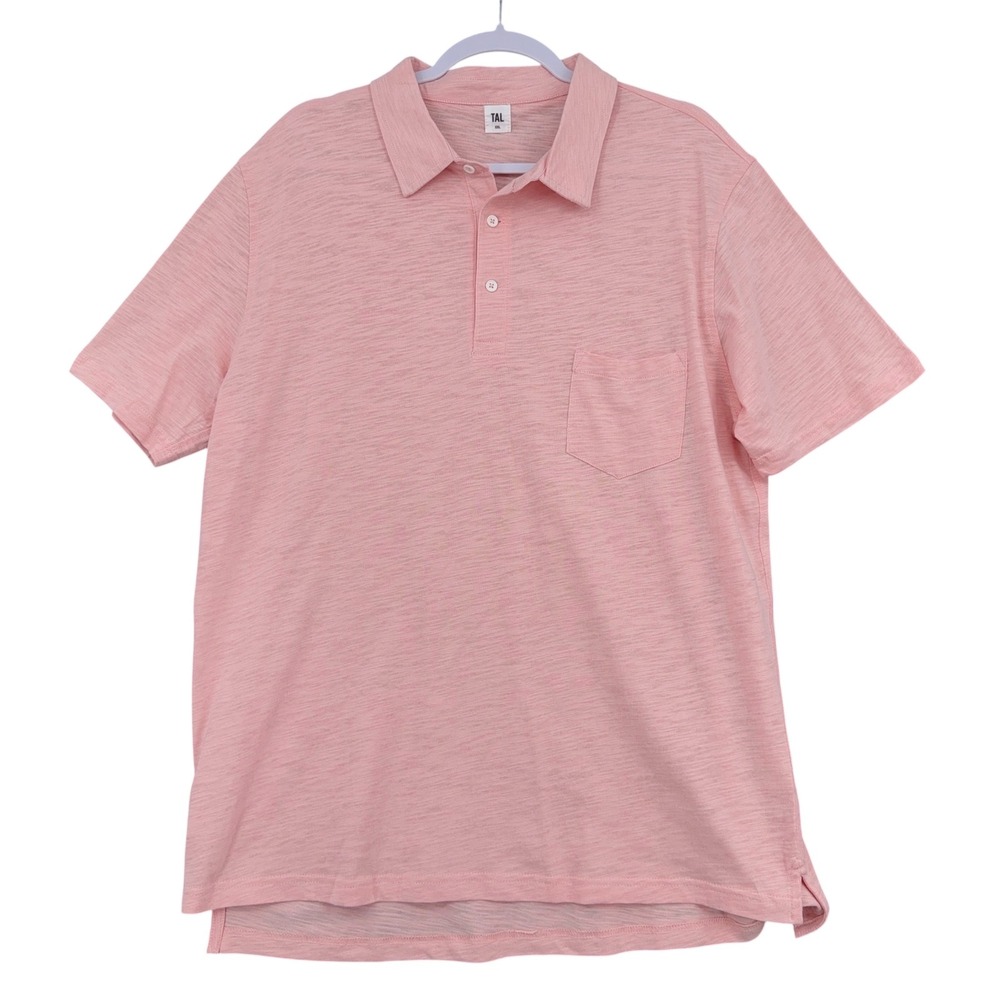 TAL Slub Knit Polo Men XXL 100%‎ Cotton Pink Short Sleeve Pocket GT1040